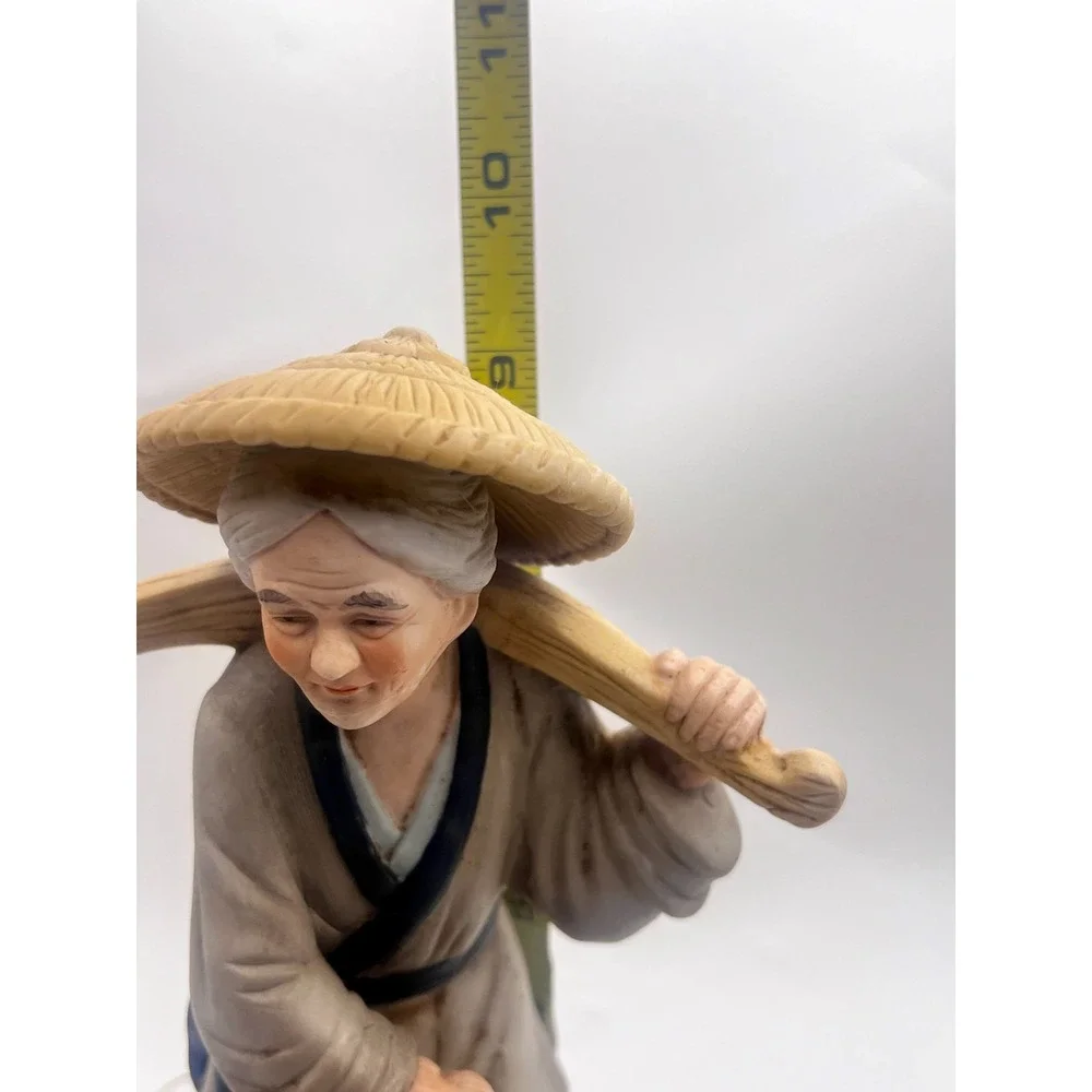 Vintage Asian Fisherman Figurine Coastal Cottage Maritime Decor